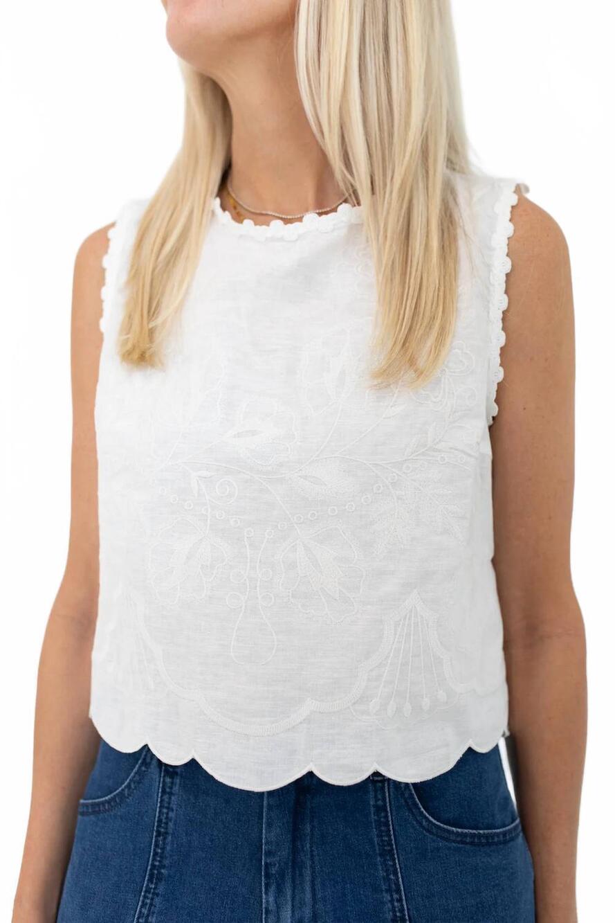 NEW MIOU MUSE lightweight short sleeve cropped tank top in white